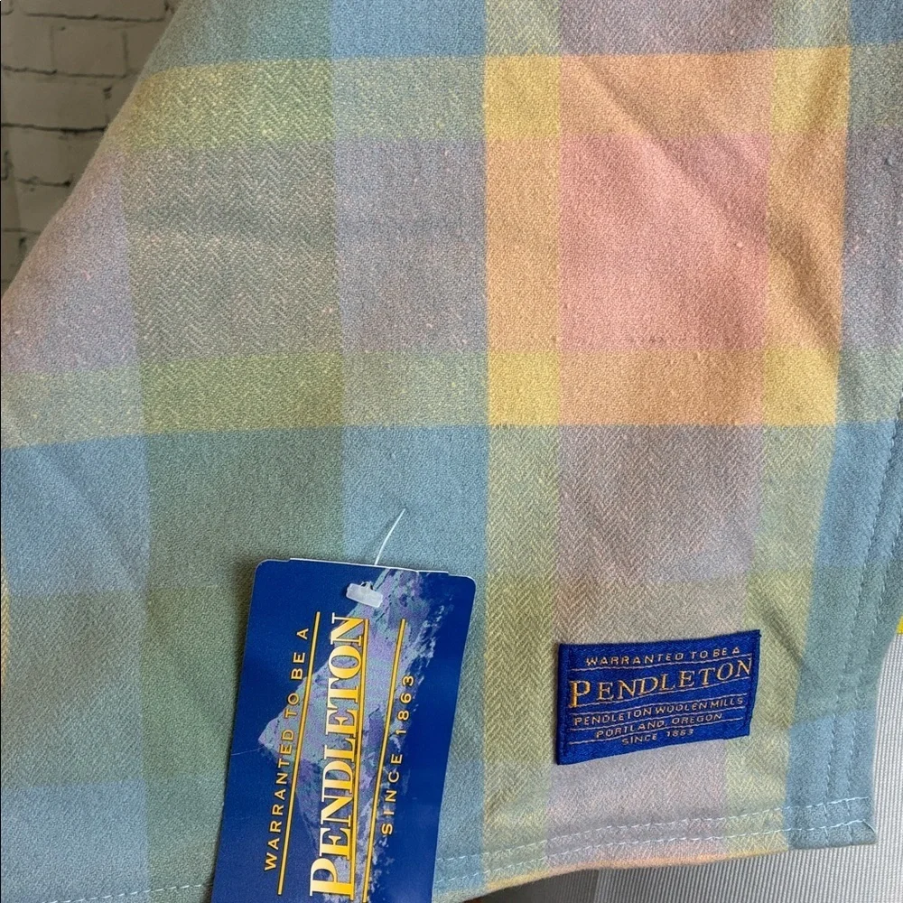 Pendleton NWT Crib Blanket 100% Washable Merino Wool 32” X 44” Pink Blue Yellow